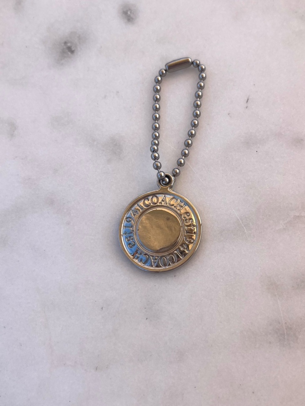 COACH Medallion Metal Hang Tag, Silver